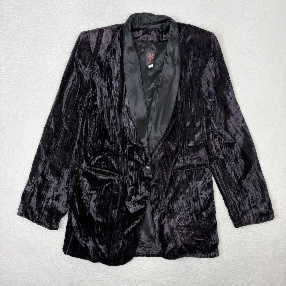 Rituals Crushed Velvet Blazer Fender Guitar Pick Button Medium Rockabilly Lounge